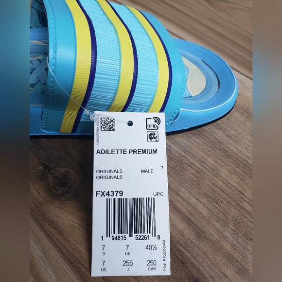 Adidas Adilette Premium ZX 8000 FX4379 Slides Sandals Blue Yellow Size 7 - Picture 5 of 5